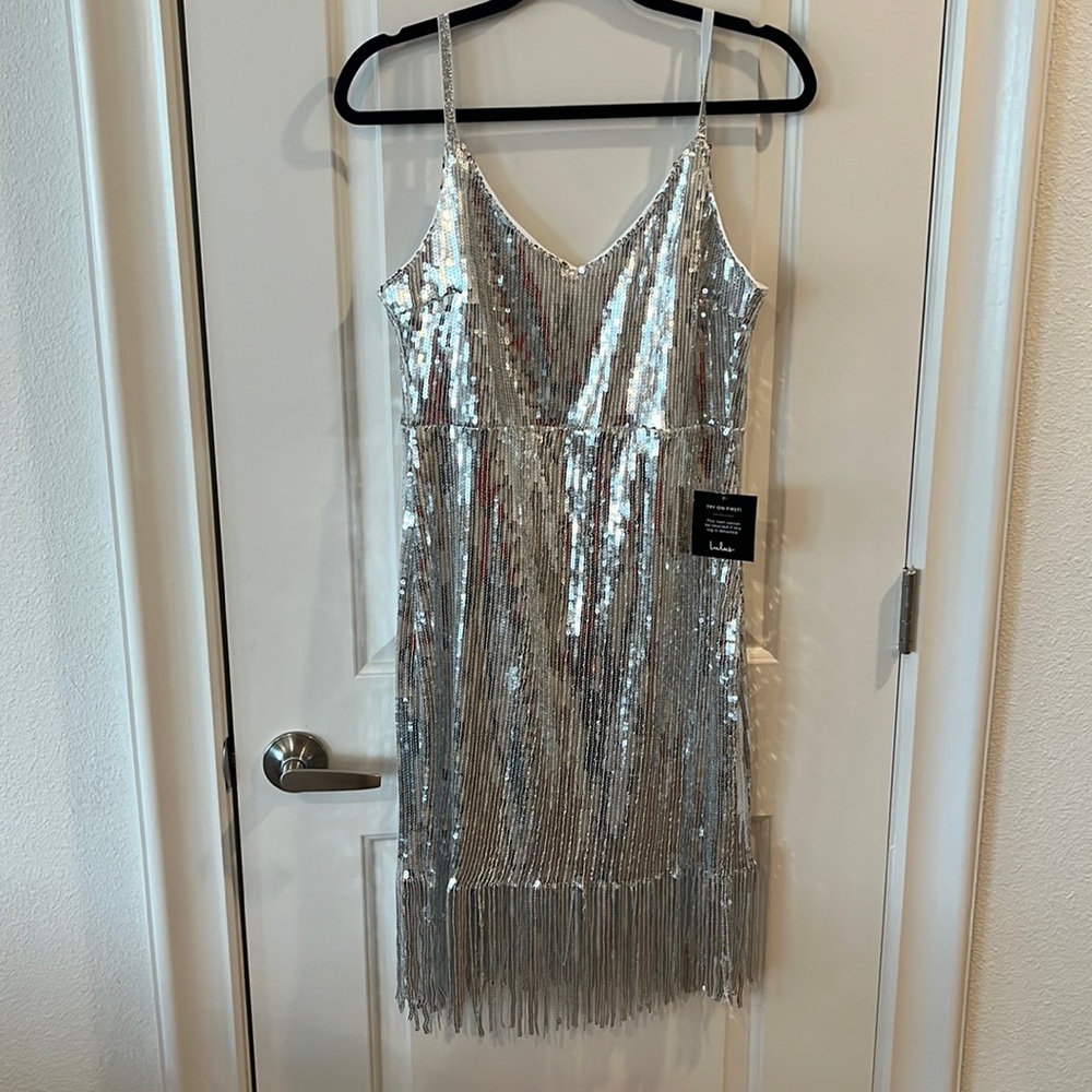 Lulu’s Silver Sequin Fringe Dress